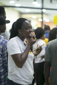 Enjoying the delicious cupcakes
