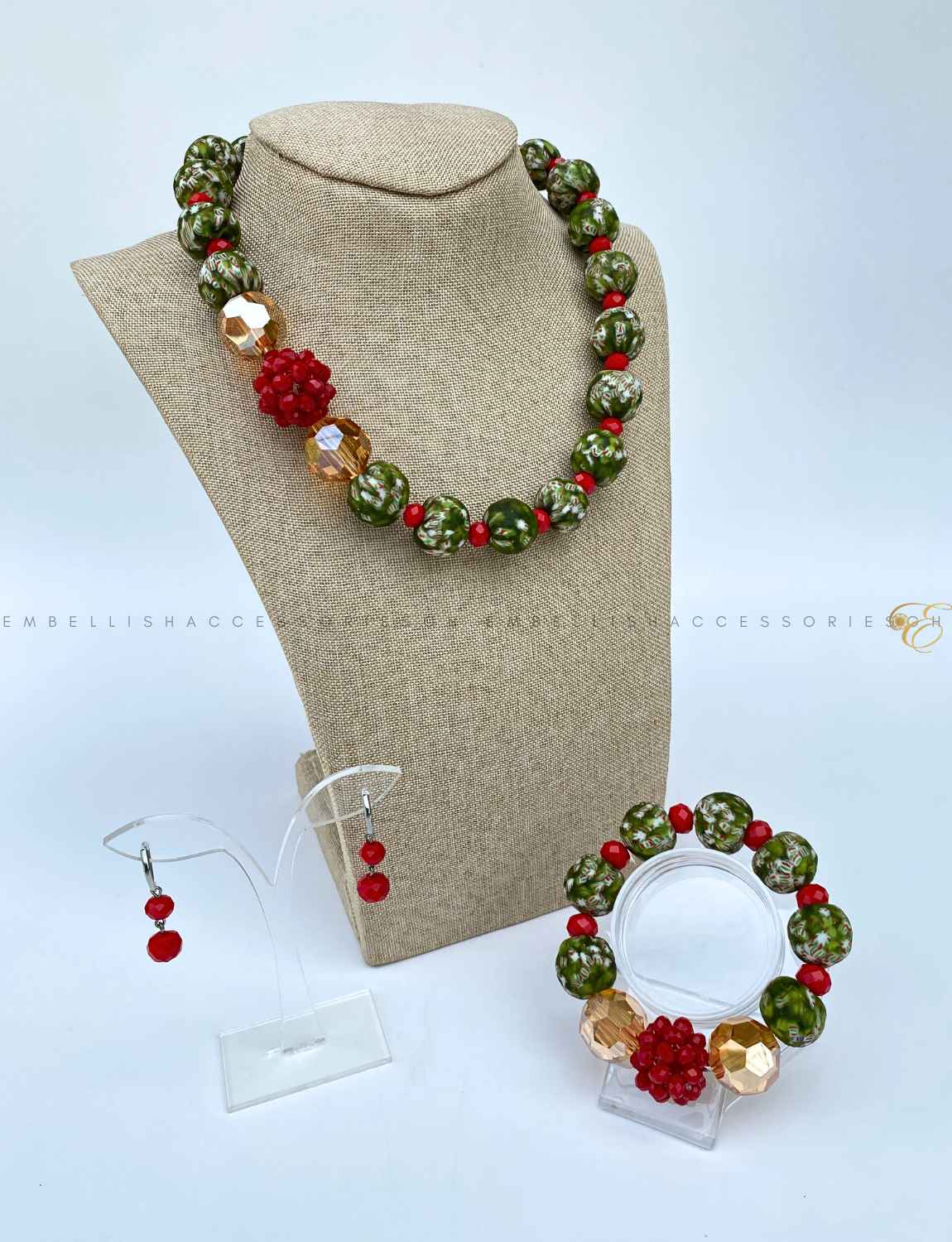 Green and red Constance necklace