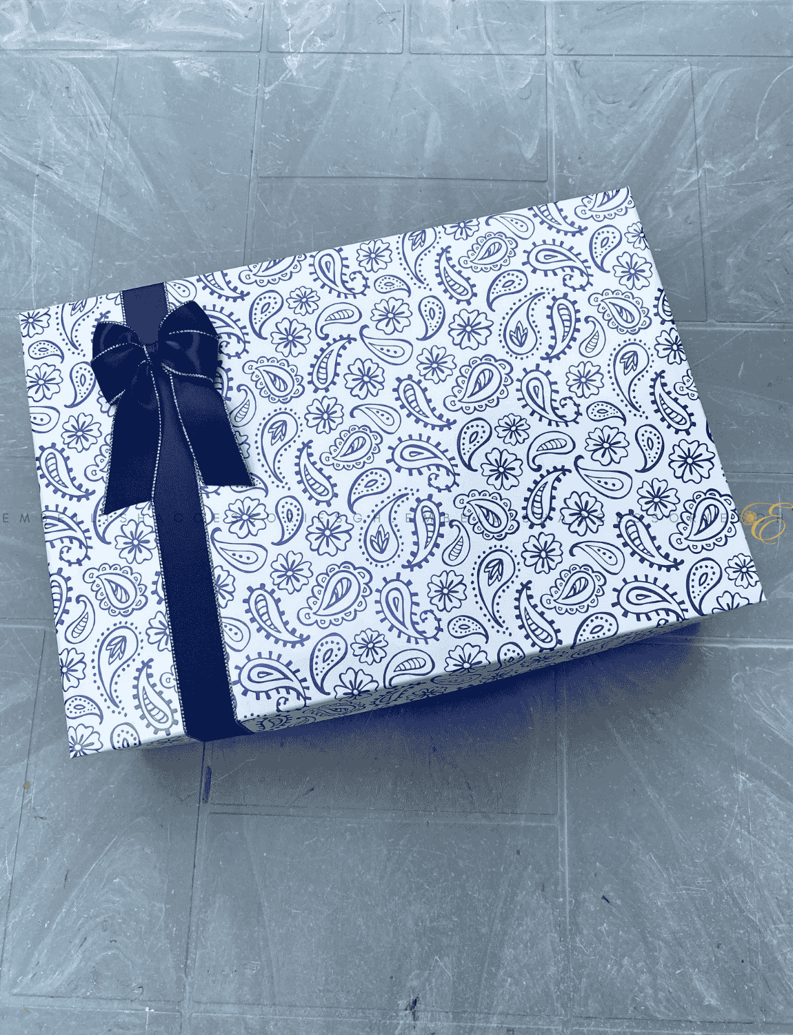 Blue and white box for gifts