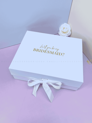 White bridesmaid proposal box for small to medium gifts