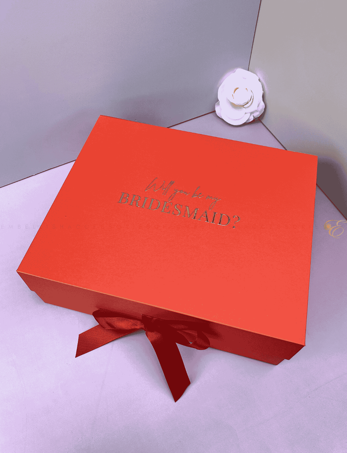 Red bridesmaid proposal box for small to medium gifts