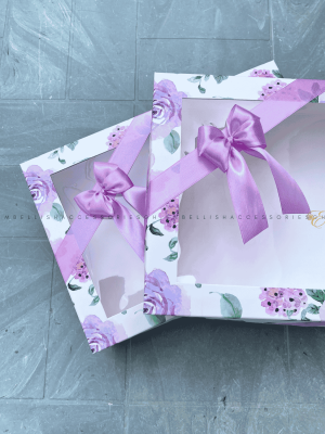 flowery gift box with transparent cover