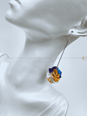 Blue multicolor flowery earrings