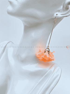 Peach flowery earrings