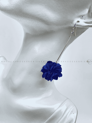 Royal blue flowery earrings