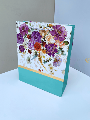 A4 Flowery paper bag for Thank you gifts