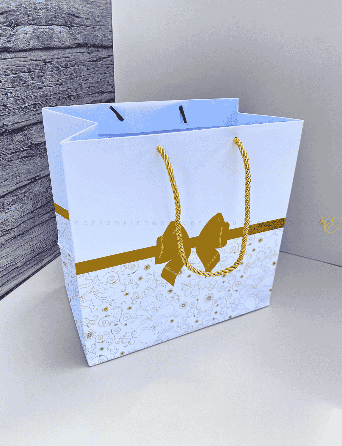 Gold themed paper bag for events