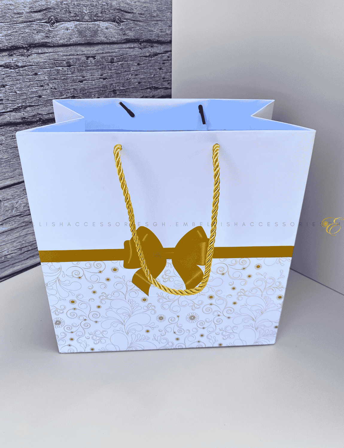 Gold themed paper bag for events