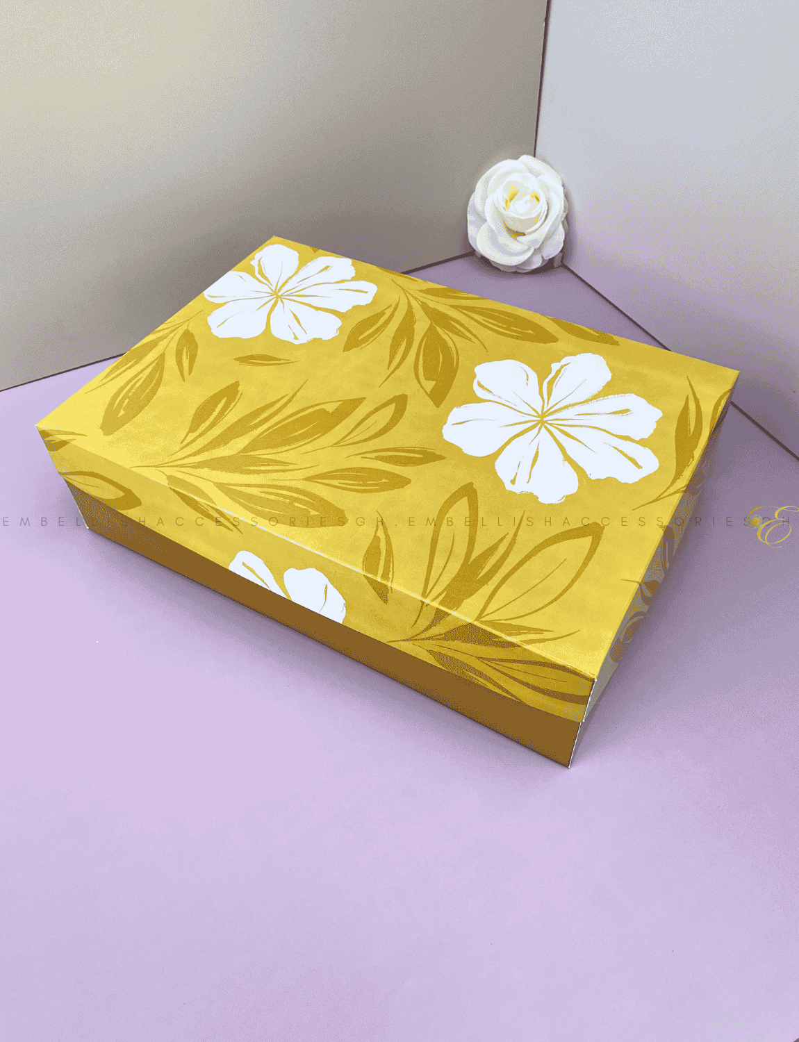 Gold floral gift box for fabric and cute gifts