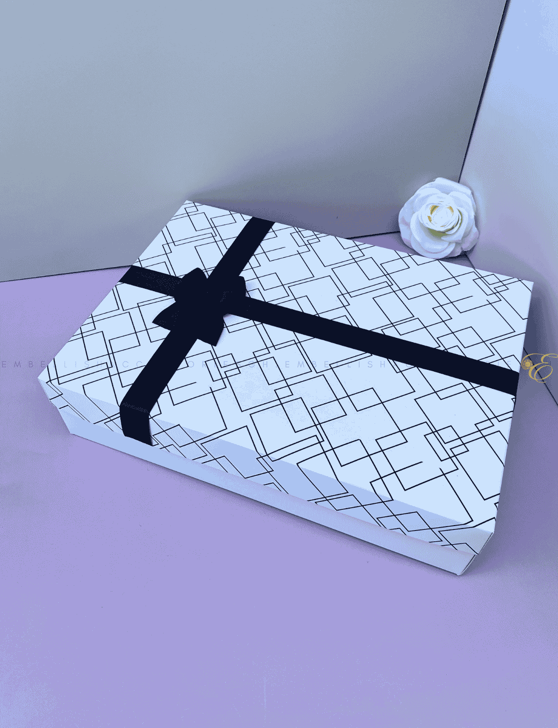 Black and white gift box for small to medium sized gifts or food platters