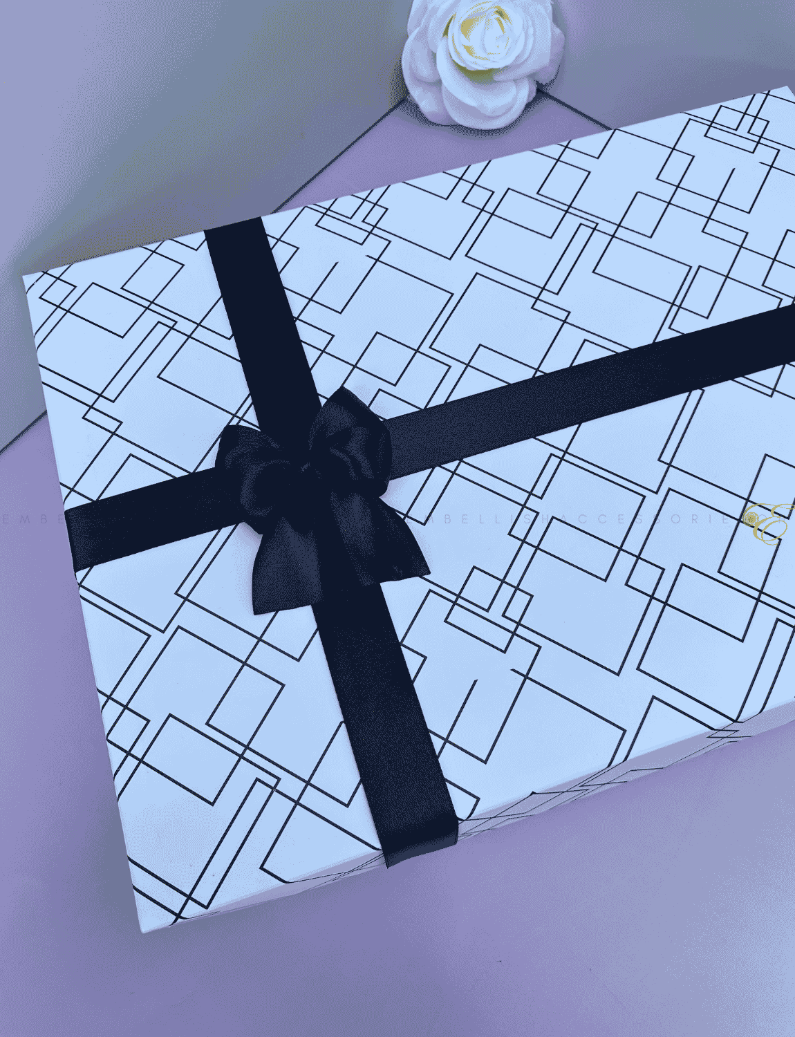 Black and white gift box for small to medium sized gifts or food platters