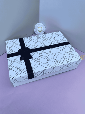 Black and white gift box for small to medium sized gifts or food platters