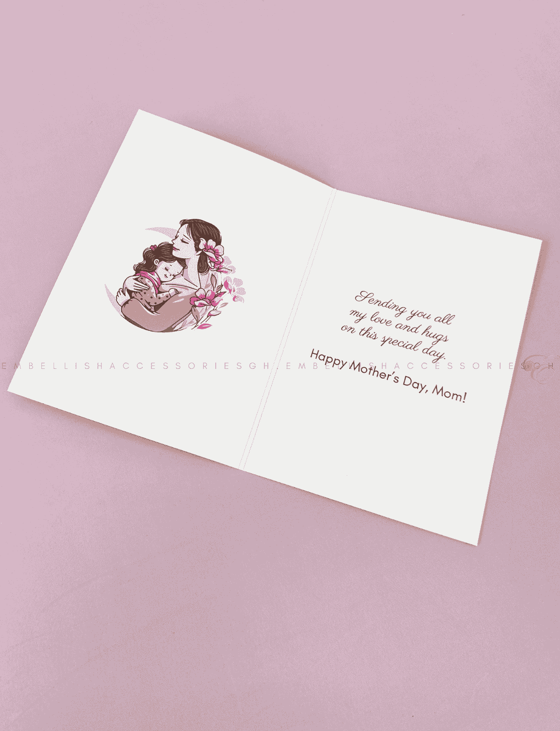 Mothers day greeting card with message inside