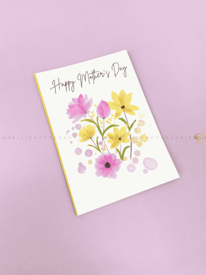 Yellow flower themed booklet greeting card for Mothers day