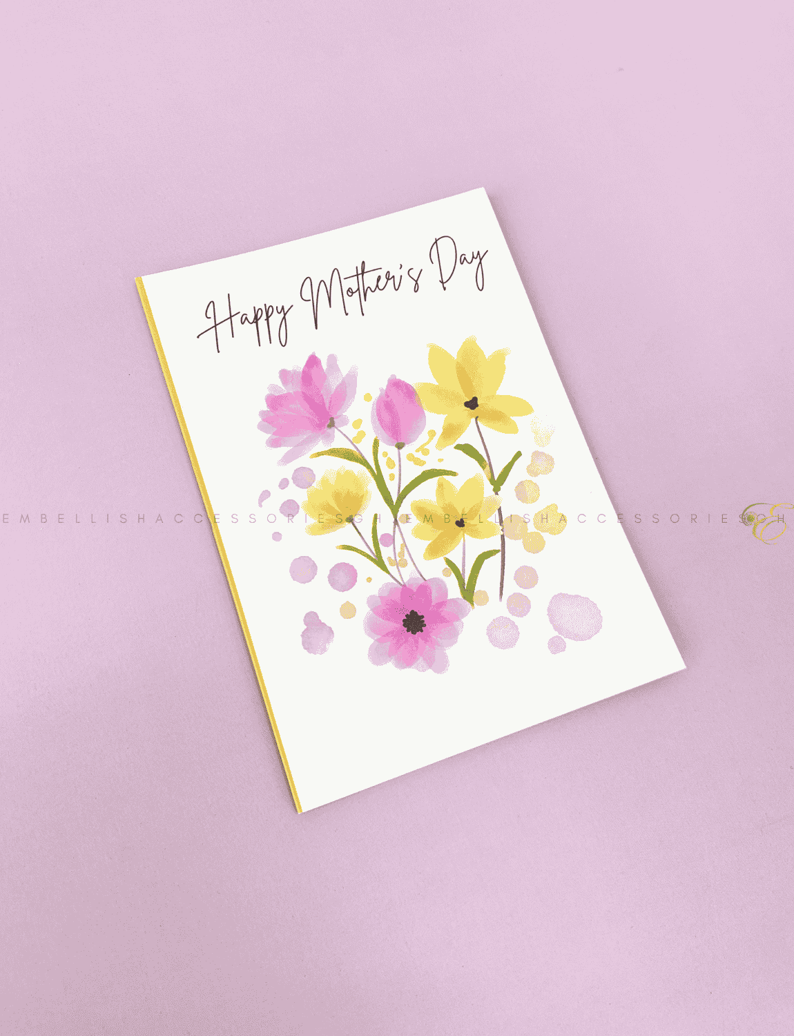 Yellow flower themed booklet greeting card for Mothers day