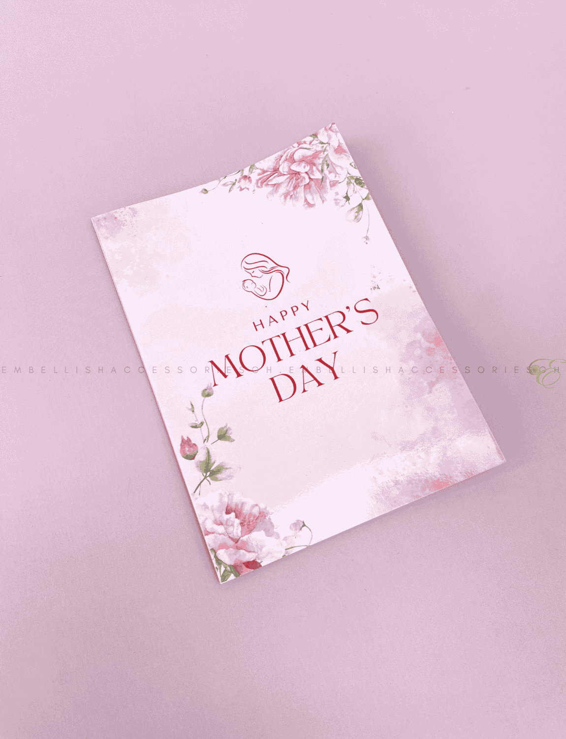 Pink Mothers day greeting card with message inside
