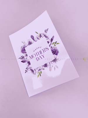 Violet Mothers day greeting card with message inside