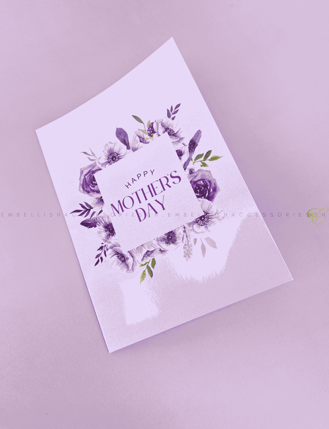 Violet Mothers day greeting card with message inside