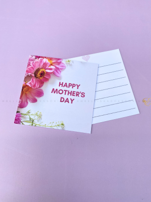 Greeting car for mothers day with pink flowers