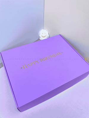 Lilac birthday corrugated box for large gift ideas