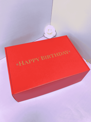 Red birthday corrugated box for medium to large gifts