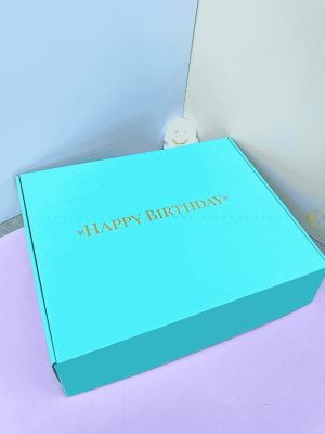 Turquoise birthday corrugated box