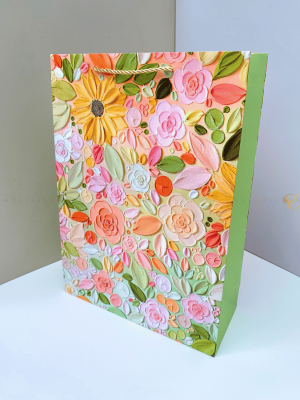 A3 green flowery paper bag for birthday gifts