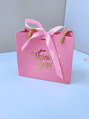 Pink mini thank you paper bag for souvenirs