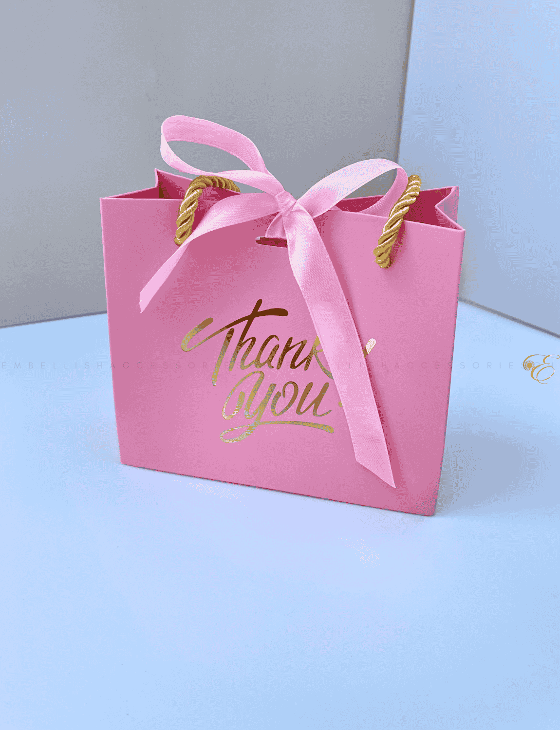 Pink mini thank you paper bag for souvenirs