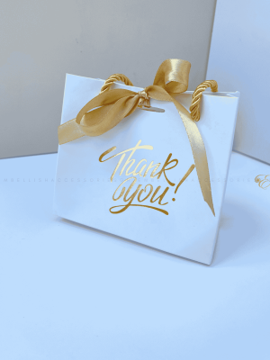 White mini thank you paper bag for souvenirs