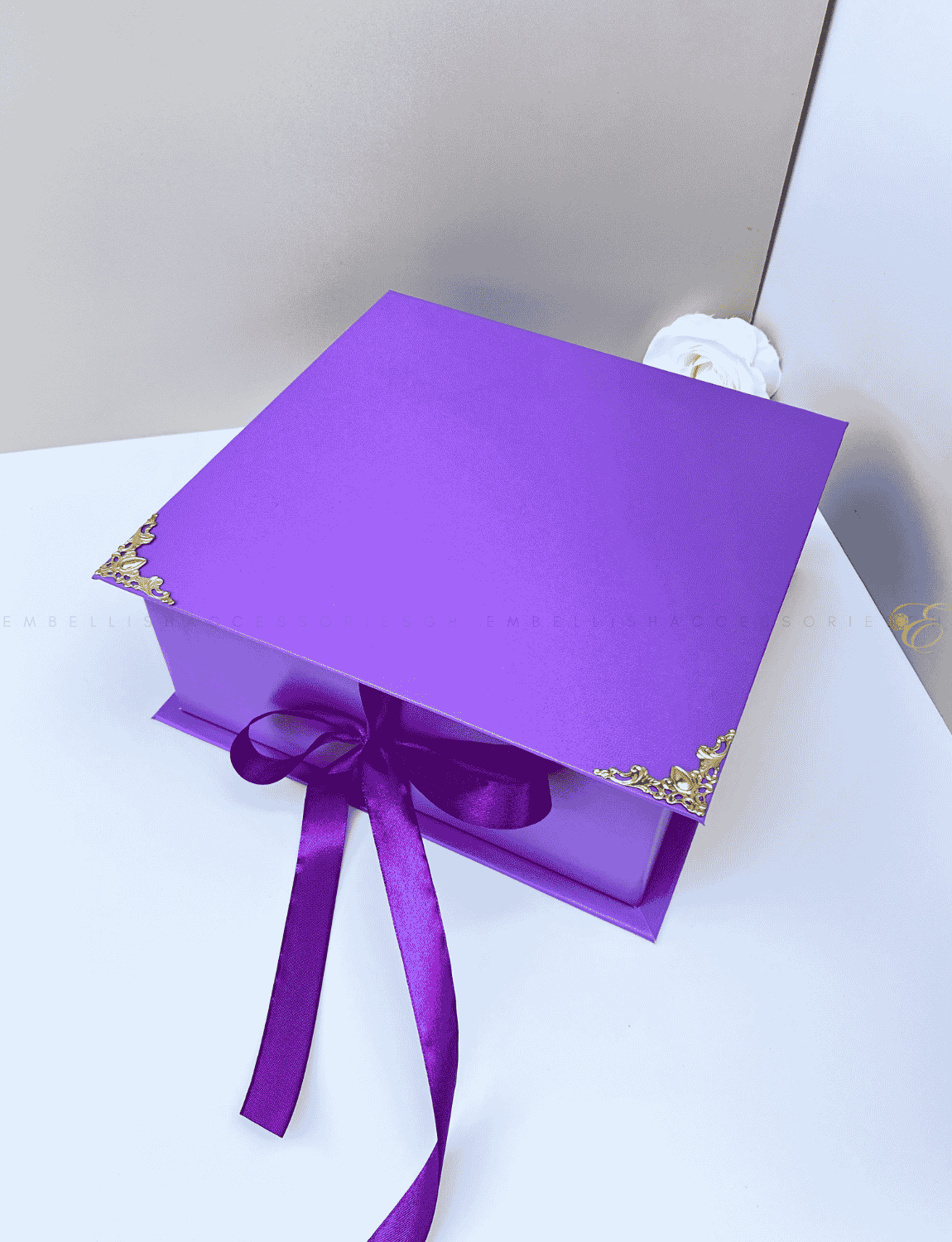Purple flip box for skin care products and other small to medium sized gifts