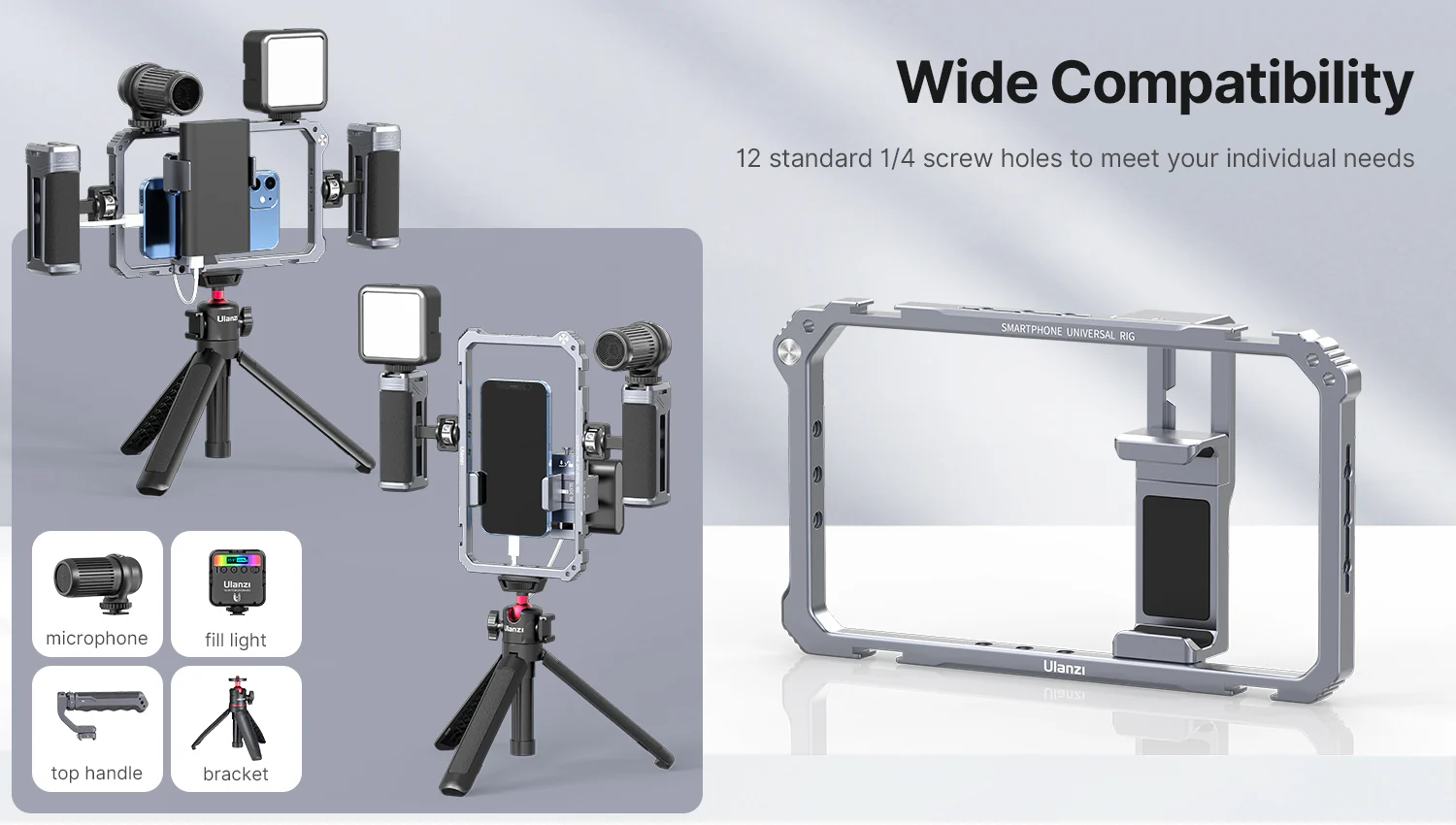 ULANZI Universal Phone Video Rig Kit with Handles, Aluminum