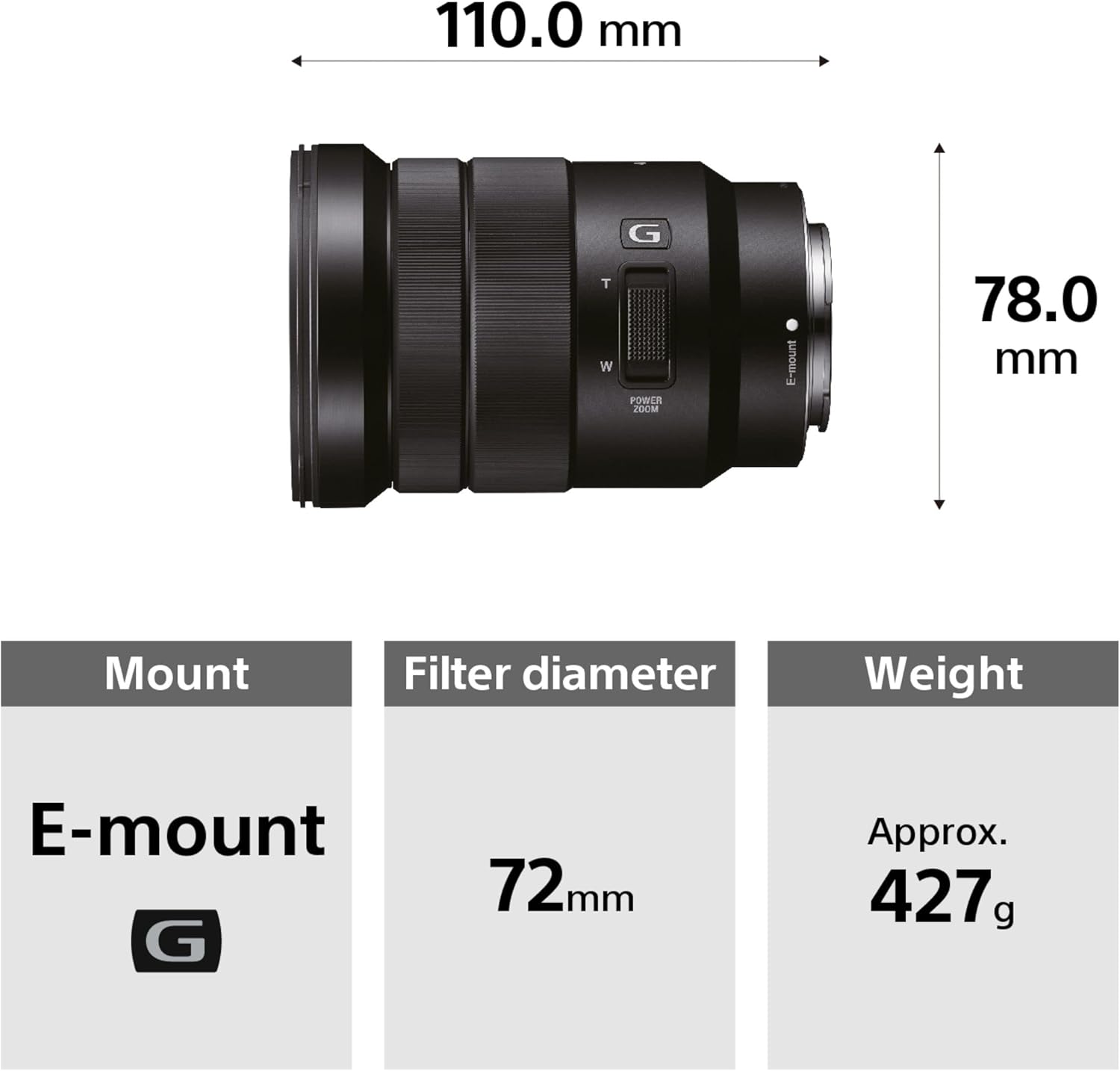 Sony E PZ 18-105mm f/4 G OSS Lens two ED glass elements