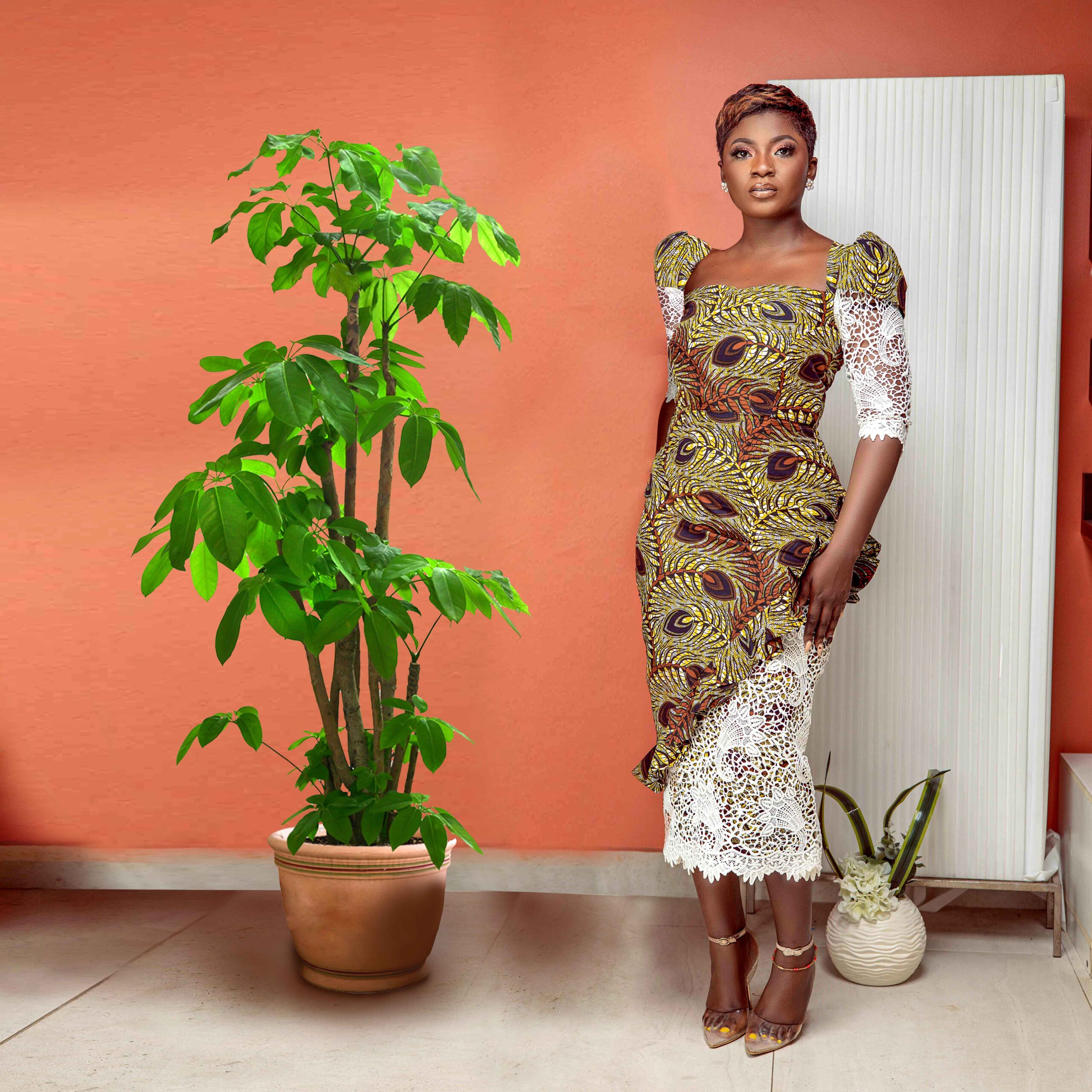 Ankara + Lace Combo Dress (Out of stock; available in other fabrics)