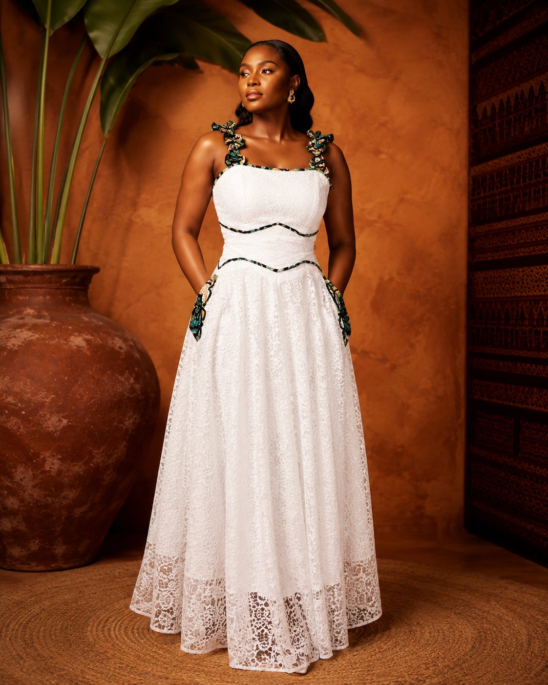 Sleeveless Long Dress With Print Accents
