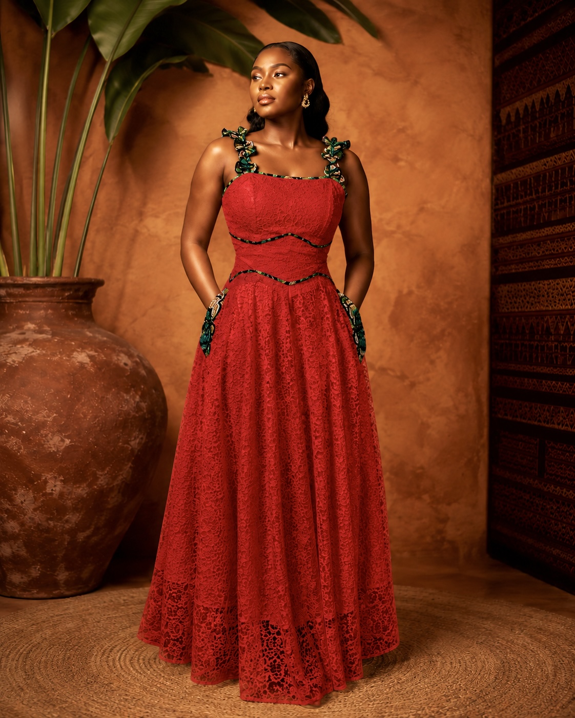 Sleeveless Long Dress With Print Accents - Image 2